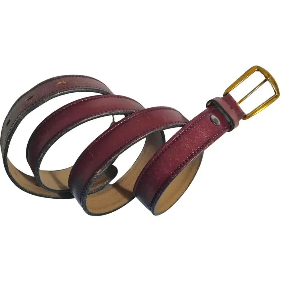 Vintage Brown Hickock Sierra Leather Belt Brass Pull Through Buckle Size 38 / 40
